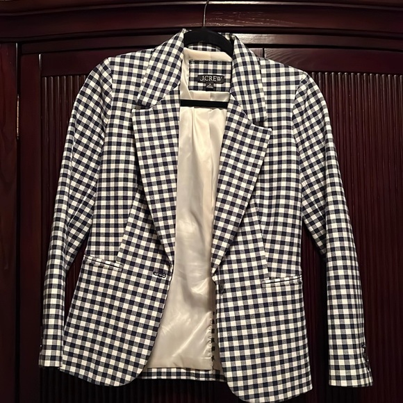 Worn once. Jcrew blazer. Gingham - Picture 1 of 5